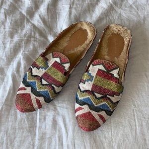 Aztec Print fur lined mules